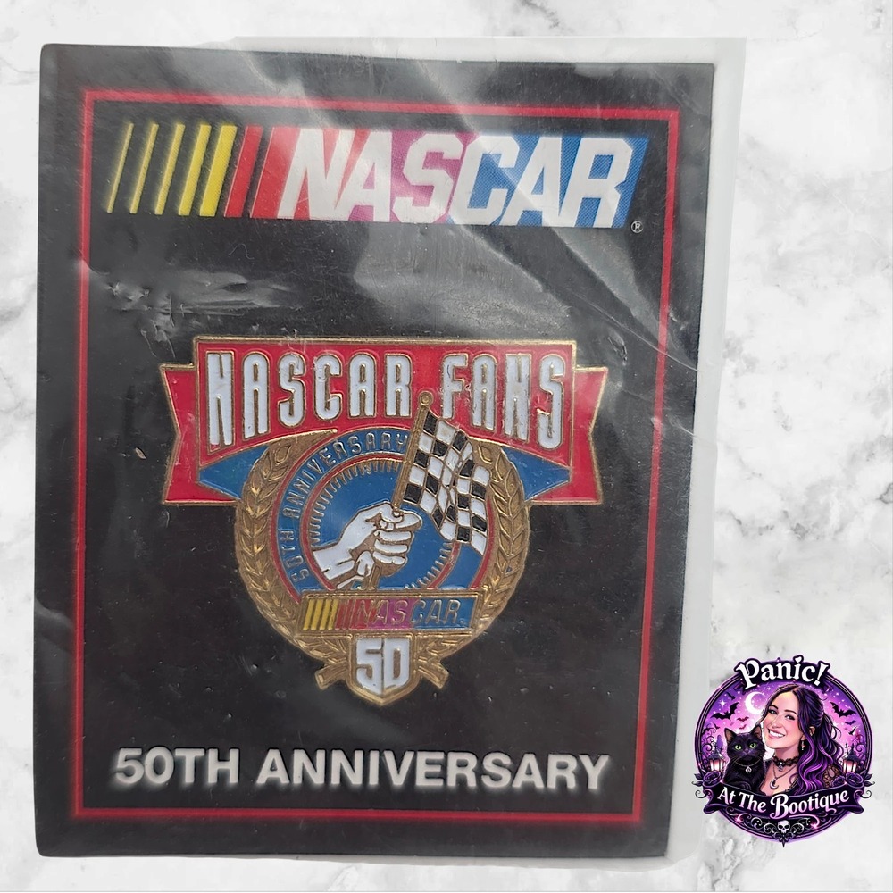 NASCAR 50th Anniversary Pin Metal Gold 1998 Vintage Racing Fan History Retro